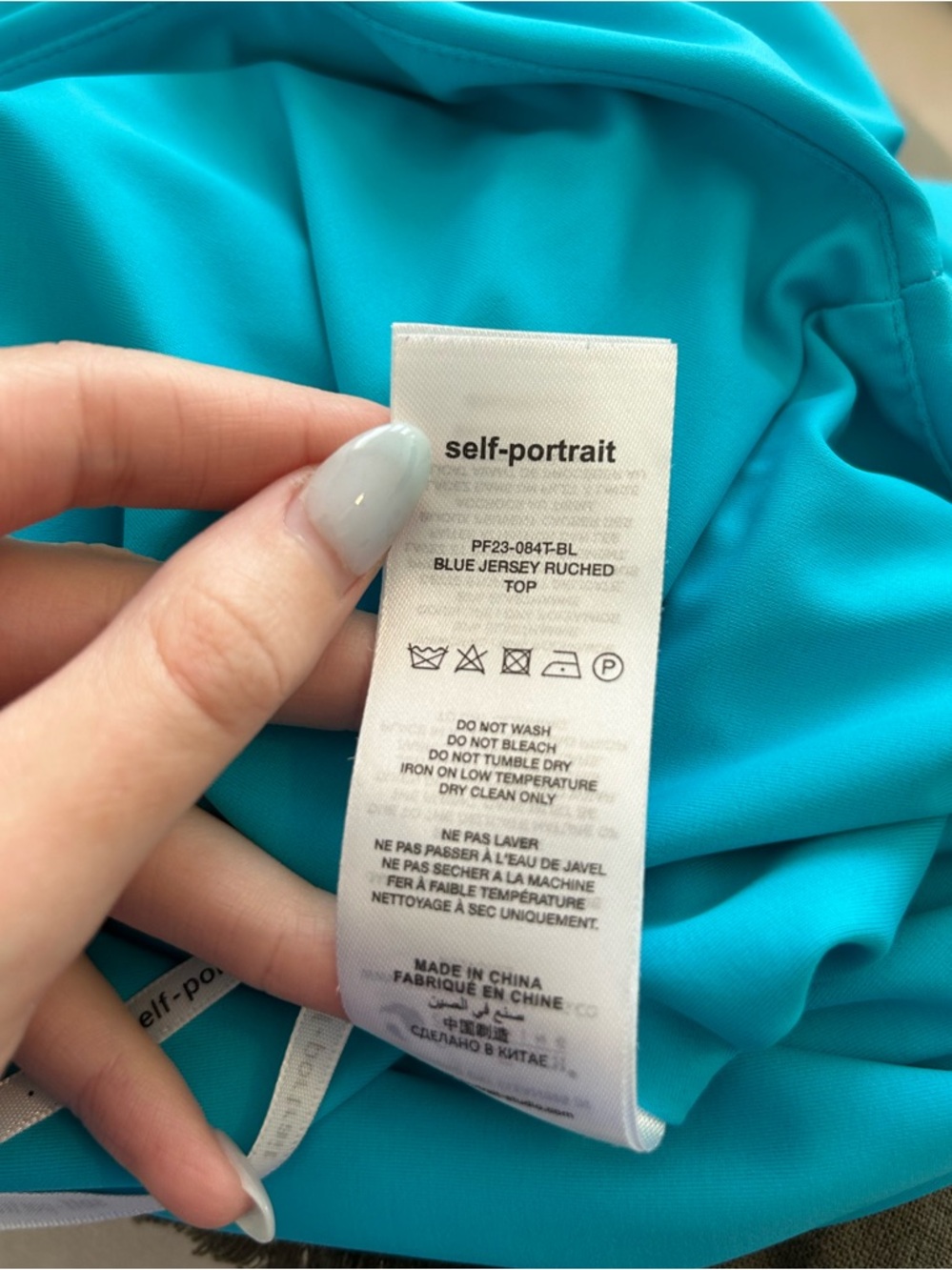 Self-Portrait Blue Jersey Ruched Top - Picture 8 of 9